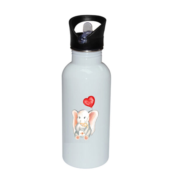 Healing Elephant Learning Love - Stainless Bottle with Straw Top Thumbnail