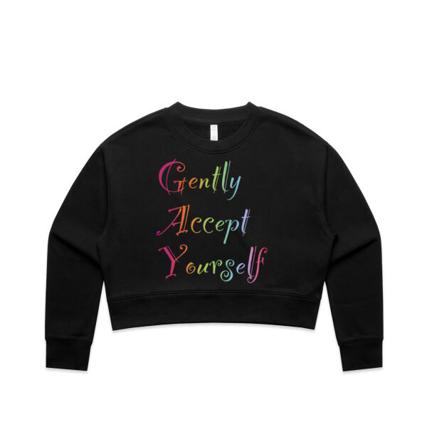 Gently Accept Yourself - AS Colour Women's Relax Crop Crew Thumbnail