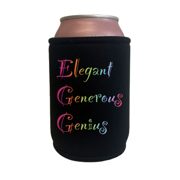 Egg Front Print - Black Can Cooler Thumbnail