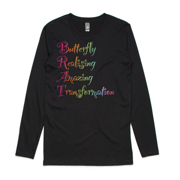 Butterfly Front Print - AS Colour Mens Ink Longsleeve Tee Thumbnail